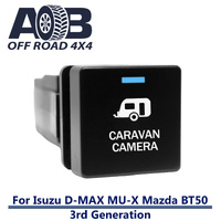 Push Switch CARAVAN CAMERA I6C43BW Square Isuzu D-Max DMAX MU-X, Mazda BT-50 3rd Generation gear lever panel with LED in light blue white