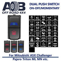 Mitsubishi DUAL Push Switch LED Blue Red ON-OFF MOMENTARY