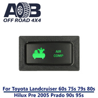 Push Switch AIR COMP T201SG fits LandCruiser 80s & 79s , Hilux, Prado 90s & 95s Horizontal with dual LED in green