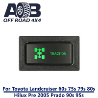 Push Switch TRACTION T233SG fits LandCruiser 80s & 79s , Hilux, Prado 90s & 95s Horizontal with dual LED in green