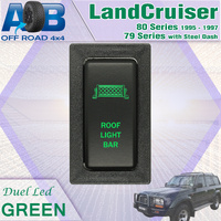 Push Switch ROOF LIGHT BAR T259G fits LandCruiser 80s & 79s , Hilux, Prado 90s & 95s with dual LED in green