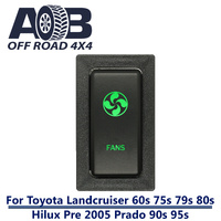Push Switch FANS T273G fits LandCruiser 80s & 79s , Hilux, Prado 90s & 95s with dual LED in green