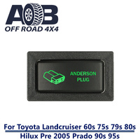 Push Switch ANDERSON PLUG T2C74SG fits LandCruiser 80s & 79s , Hilux, Prado 90s & 95s Horizontal with dual LED in green