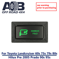 Push Switch MIRROR FOLD T2C82SG fits LandCruiser 80s & 79s , Hilux, Prado 90s & 95s Horizontal with dual LED in green