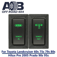 Push Switch WINCH IN WINCH OUT fits LandCruiser 80s & 79s , Hilux, Prado 90s & 95s with dual LED in green MOMENTARY