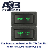 Push Switch WINCH IN WINCH OUT fits LandCruiser 80s & 79s , Hilux, Prado 90s & 95s Horizontal with dual LED in green MOMENTARY