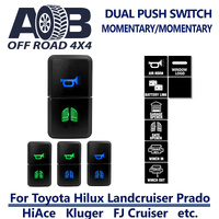Toyota 800 DUAL Push Switch fits Toyota Hilux, Kluger, FJ Cruiser, Prado 120, HiAce, Landcruiser etc. LED Blue Green MOMENTARY