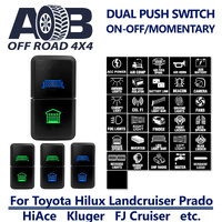 Toyota 800 DUAL Push Switch fits Toyota Hilux Kluger FJ Cruiser Prado 120 HiAce Landcruiser etc. LED Blue Green ON-OFF MOMENTARY