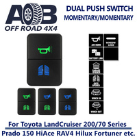Toyota 900 DUAL Push Switch fits Hilux Prado 150 Landcruiser Suzuki Jimny etc. LED Blue Green MOMENTARY