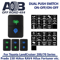 Toyota 900 DUAL Push Switch fits Hilux Prado 150 Landcruiser Suzuki Jimny etc. LED Blue Green ON-OFF